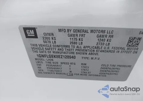 2014 Chevrolet Equinox 2Lt from USA, damaged, VIN 1GNFLGEK8EZ128940